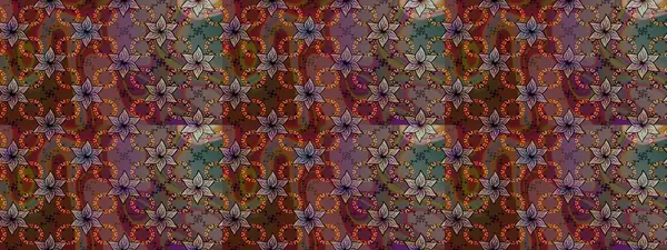 Raster illüstrasyonu. El çizimi çiçekli soyut çizim kalıbı. Kahverengi renkte çiçekler.