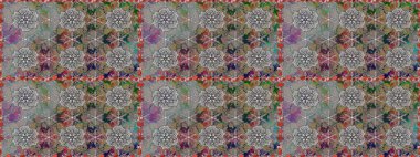 Raster illüstrasyonunda kusursuz çiçek deseni. Gri renkli çiçekler.