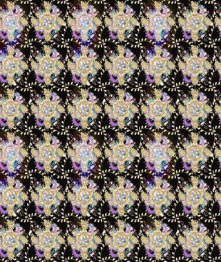 El çizimi. Güzel kumaş deseni. Raster illüstrasyonu. Çiçekler, dallar, otlar ve çiçekler.