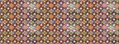 Raster illüstrasyonu. Kahverengi renklere karalamalar çizilmiş çiçek deseni.