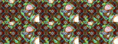 Taslak dekoratif arka plan, çiçek mandala. Çiçek. Raster illüstrasyonu. Yeşil renklerde.