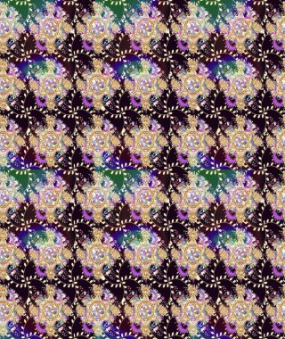 Renkli Bahar Teması eskiz kalıbı. Düz Çiçek Elementleri Tasarımı. Parlak arkaplan eskiz desenli çiçekli fantezi tasarımı.