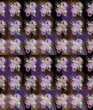 İşlemeli çiçekli, dikişsiz desen. Parmak izi, kumaş, duvar kâğıdı, tekstil için raster dokusu. Renkli grunge soyut arkaplanı colokahverengi ve menekşe çiçekleri ile zenginleştirir.