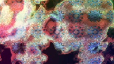 Poster ya da kapak için arka plan. Yapraklı çizim şekli. Şirin, zarif çiçekler Raster illüstrasyonu. Davetiye ve kartpostal tasarımı için dekoratif çiçek unsurları. Tekstil için figür.