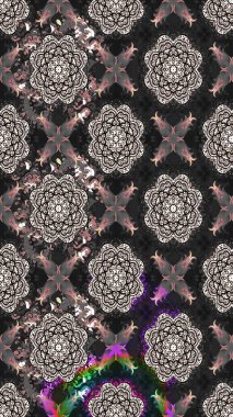 Renkli Bahar Teması eskiz kalıbı. Çiçeksel fantezi tasarımı ve parlak bir arka plan çizimi. Düz Çiçek Elementleri Tasarımı.