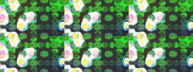 Raster illüstrasyonu. Şatafatlı bahar bahçesi dokusu. Yeşil renkli çiçekler. Çiçek deseni. Yeşil renkte çiçek çizimi.