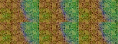 Raster illüstrasyonu. Yeşil renkli çiçekler. Asya tekstil tarzında. Çiçek desenli çizim. Raster illüstrasyonu.