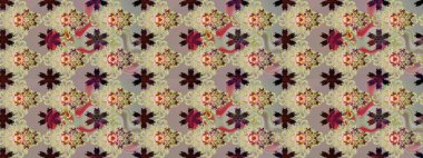 El yapımı çiçek ve bitki koleksiyonu. Raster illüstrasyonu. Raster illüstrasyonu. Şirin karalamalı çiçek desenli çizim. Çizim biçimi bej renklerinde.