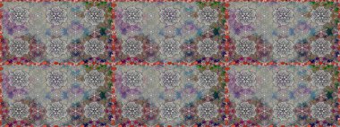 Yapraklı çiçekler ve kır ve doğal renklerde papatya çiçekleri. Kusursuz bir arka plan modeli. Raster - stok.