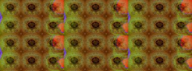 Düz Çiçek Elementleri Tasarımı. Renkli Bahar Teması eskiz kalıbı. Kahverengi renkli çiçekler. Raster illüstrasyonunda çiçek deseni çizimi.