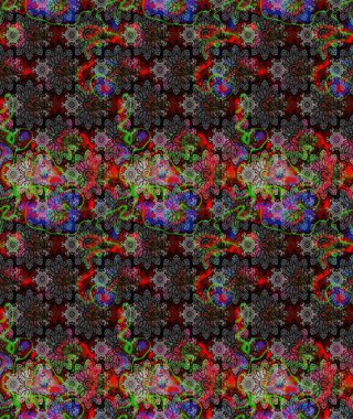 Raster illüstrasyonu. Siyah renkli çiçekler. Çizim çiçek deseni duvar kağıdı için kullanılabilir.