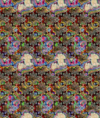 Modern çiçek arkaplanı. Moda baskıları için zarif bir şablon. Rengarenk çiçekleri ve doğal renklerde yaprakları olan harika bir çiçek deseni. Halk stili.