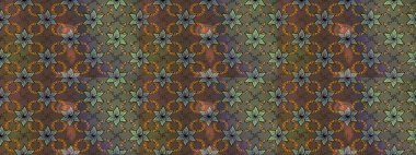 Kahverengi renkte çok kahverengi, zarif küçük çiçekler ve komik böcekler, raster desen, illüstrasyon.