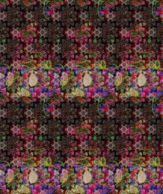 Siyah renkli çiçekler. Hediye ambalaj kağıdı, tebrik kartları, posterler ve pankart tasarımı. Raster düz çiçek çizim deseni.