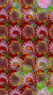 Renkli Yaz Temalı eskiz kalıbı. Düz Çiçek Elementleri Tasarımı. Kırmızı renkte çiçekler. Sevimli çiçek raster deseni.