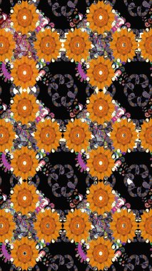 Eskiz klasiği. Raster Şirin kumaş deseni. Düz Çiçek Elementleri Tasarımı. Renkli Bahar Teması çizim şablonu.