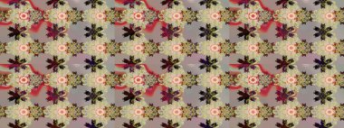 Çizgi çizimi kalıbı. Şirin çiçekler. Raster Moda kumaş deseni.
