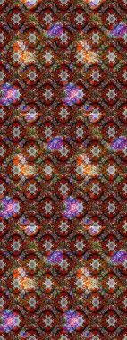 El çizimi çiçekli soyut çizim kalıbı. Raster illüstrasyonu. Kahverengi renkte çiçekler.