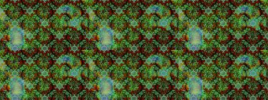 Çiçekli ipek eşarp. El çizimi çiçek unsurları olan soyut çizim raster deseni. 1950-1960 motifleri. Retro tekstil tasarım koleksiyonu. Yeşil yeşile.