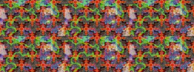 Raster illüstrasyonundaki çiçek desenli çizim. Kahverengi renkli çiçekler. Renkli Bahar Teması eskiz kalıbı. Düz Çiçek Elementleri Tasarımı.