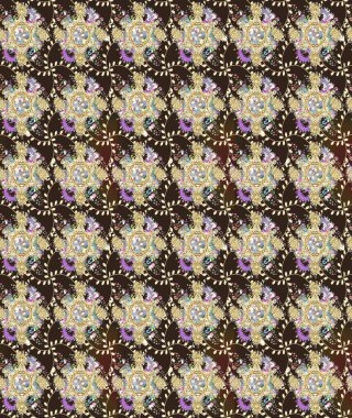 Çiçek deseni. Raster illüstrasyonu. Chichi 'nin kumaş kalıbını çiz. Renkli Bahar Teması eskiz kalıbı. Düz Çiçek Elementleri Tasarımı.