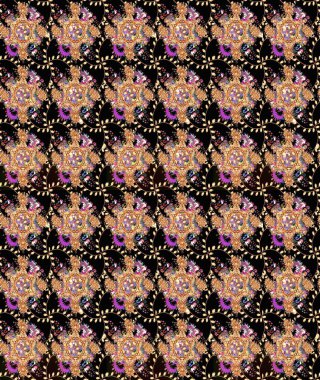 Nazik, yaz çiçekleri siyah renklerde. Raster illüstrasyonu. Küçük çiçekteki sevimli çiçek deseni. Raster deseni.