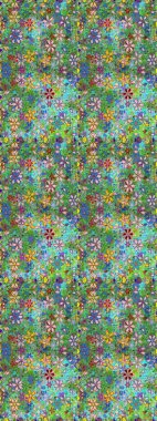 Raster deseni. Küçük çiçekteki sevimli çiçek deseni. Raster illüstrasyonu. Yeşil ve mavi renklerde. Soyut çiçek pürüzsüz desen arkaplanı.