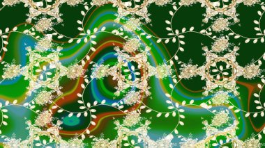 Çiçek yeşili eskiz deseni. Klasik taslak çizimi. Raster çiçek izi..