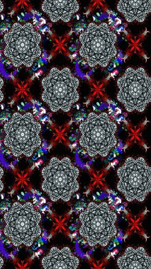 Çiçeksel çizim kalıbının yansıması. Vadinin çiçekleri siyah renklerde.