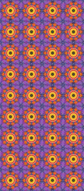 Raster deseni. Bahar çiçekleriyle desen dallı, menekşe, turuncu ve siyah renkler çiçekli siluet.