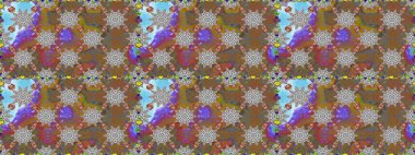 Yapraklı çiçekler ve kahverengi ve gri renklerde papatya çiçekleri. Raster - stok. Kusursuz arkaplan deseni.