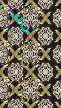 Arkaplan dokusu, duvar kağıdı, çiçek temalı gri renkler. Soyut etnik raster çizim kalıbı. Kabile sanatı boho baskısı, klasik çiçek arkaplanı.