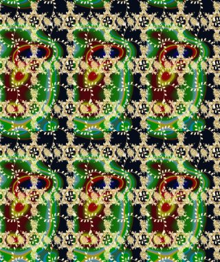 Çiçekli karalama şeklinde Raster çiçek deseni. Yeşil renkli çiçekler. Nazik, narin çiçek arkaplanı.