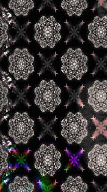 Siyah renkli çiçekler. Raster illüstrasyonu. El çizimi çiçekli soyut çizim deseni.