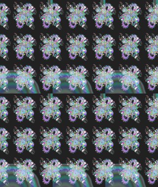 Raster illüstrasyonundaki çiçek desenli çizim. Suluboya tarzında gri renkte çiçekler.