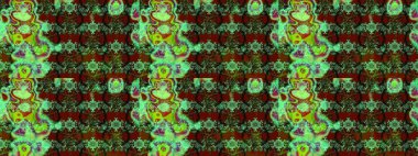 Tropik çiçek desenleri. Raster illüstrasyonu. Yeşil renkte çiçekler.