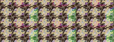 Düz Çiçek Elementleri Tasarımı. Raster. Renkli Bahar Teması çizim şablonu.