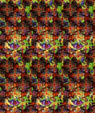 Raster deseni. Bahar çiçekleriyle desen dalla, kahverengi renklerle çiçek siluetiyle.