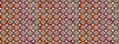 Raster illüstrasyonundaki çiçek desenli çizim. Renkli Bahar Teması eskiz kalıbı. Düz Çiçek Elementleri Tasarımı. Kahverengi renkte çiçekler.