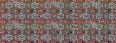 Renkli Bahar Temalı Kusursuz Arkaplan. Raster illüstrasyonu. Kusursuz desenli, modaya uygun kumaş deseni. Düz Çiçek Elementleri Tasarımı. Şirin çiçek elementleri..