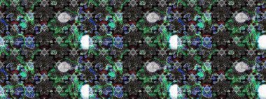 Düz Çiçek Elementleri Tasarımı. Raster illüstrasyonundaki çiçek desenli çizim. Renkli Bahar Teması eskiz kalıbı. Güzel kumaş deseni.