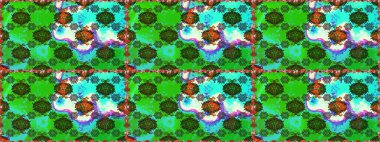 Soyut etnik raster kusursuz desen. Kabile sanatı boho baskısı, klasik çiçek arkaplanı. Arkaplan dokusu, duvar kağıdı, yeşil ve mavi renkli çiçek teması.