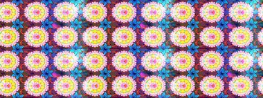 Renkli Bahar Teması eskiz kalıbı. Çiçeksel fantezi tasarımı ve parlak bir arka plan çizimi. Düz Çiçek Elementleri Tasarımı.