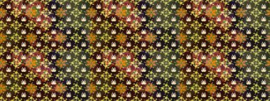 Düz Çiçek Elementleri Tasarımı. Raster illüstrasyonundaki çiçek desenli çizim. Renkli Bahar Teması eskiz kalıbı. Kahverengi renkte çiçekler.