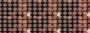 Çiçek deseni. Siyah renkte çiçek çizimi. Şatafatlı bahar bahçesi dokusu. Siyah renkli çiçekler. Raster illüstrasyonu.