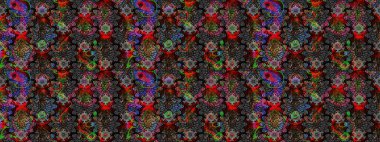 Raster. Renkli Bahar Teması eskiz kalıbı. Düz Çiçek Elementleri Tasarımı.