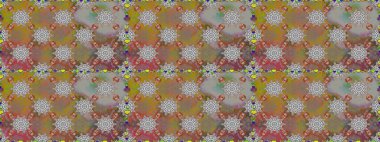 Gri ve kahverengi üzerine gri ve kahverengi. El çizimi çiçek unsurları olan soyut, dikişsiz raster deseni. Çiçekli ipek eşarp. 1950-1960 motifleri. Retro tekstil tasarım koleksiyonu.