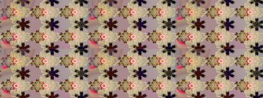 Küçük çiçekteki sevimli çiçek deseni. Varisolobej ve nötr raster çizimi. Birçok bej ve nötr soyut çiçekli tropikal çizim deseni.