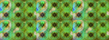 Motley illüstrasyonu. Yeşil çiçekli bahar çiçekleri. Küçük çiçekte güzel bir desen. Moda baskıları için zarif bir şablon. Küçük renkli çiçekler..