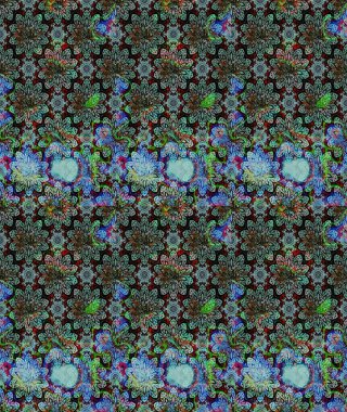 Bir sürü mavi soyut çiçekli tropikal eskiz deseni. Varicoloblue Raster çizimi. Küçük çiçekte sevimli çiçek deseni var..